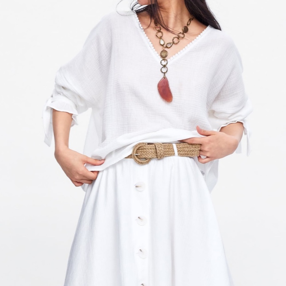 Zara white oversized top M